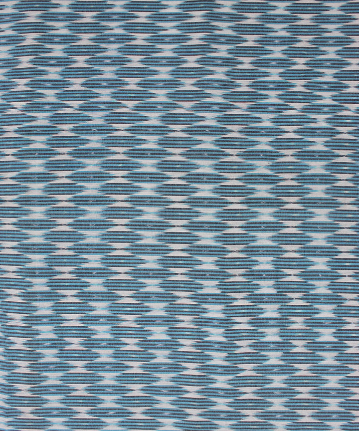 Cyan blue handloom pochampally cotton ikat fabric