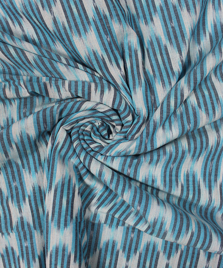 Cyan blue handloom pochampally cotton ikat fabric
