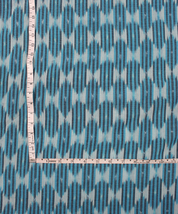 Cyan blue handloom pochampally cotton ikat fabric