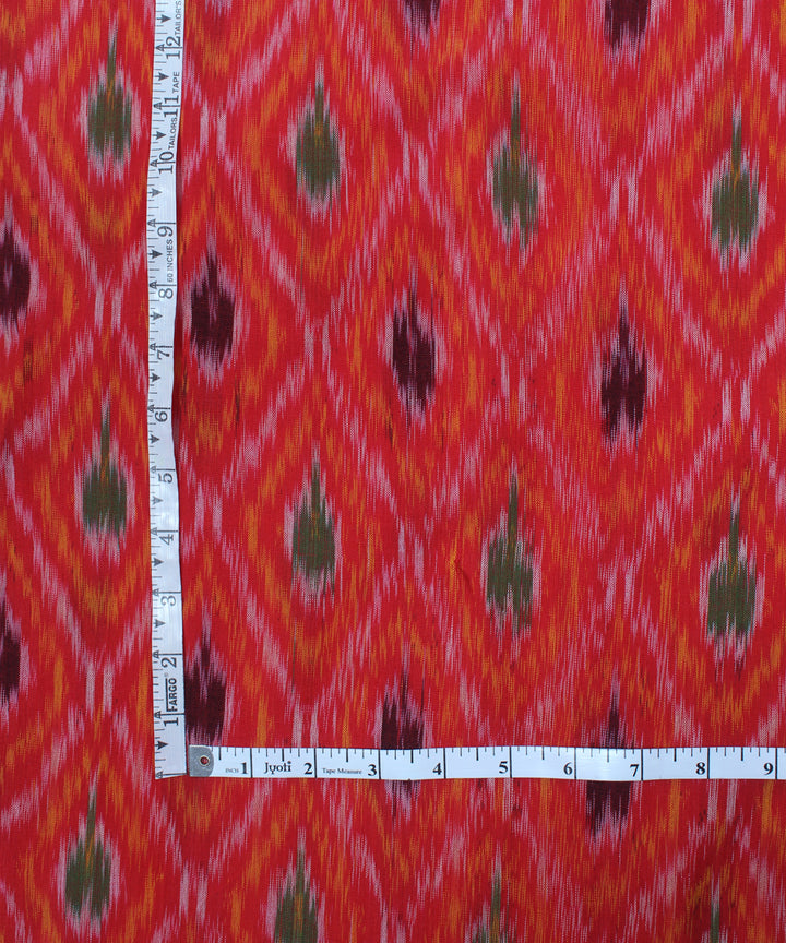 Orange handloom pochampally ikat cotton fabric