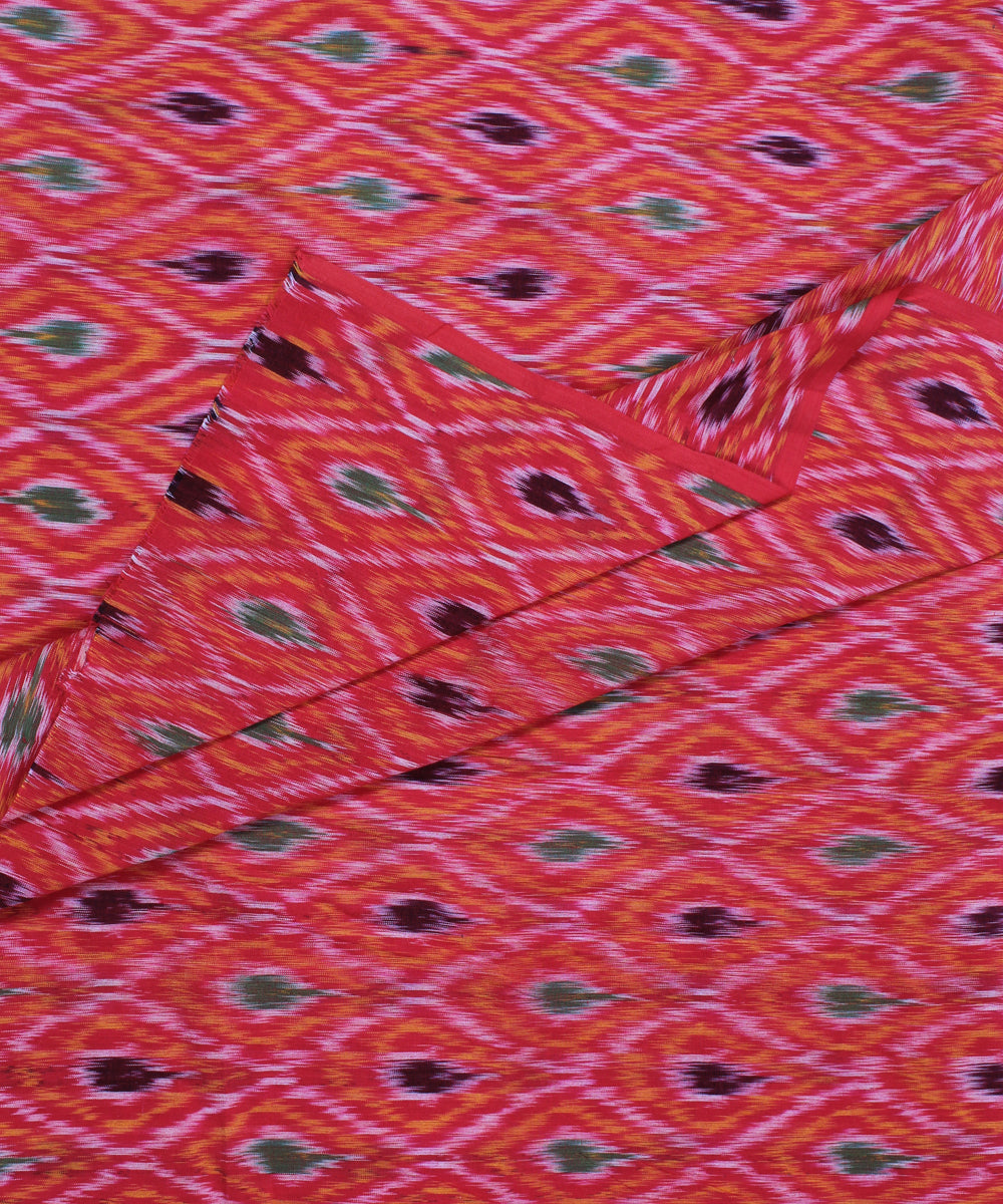 Orange handloom pochampally ikat cotton fabric