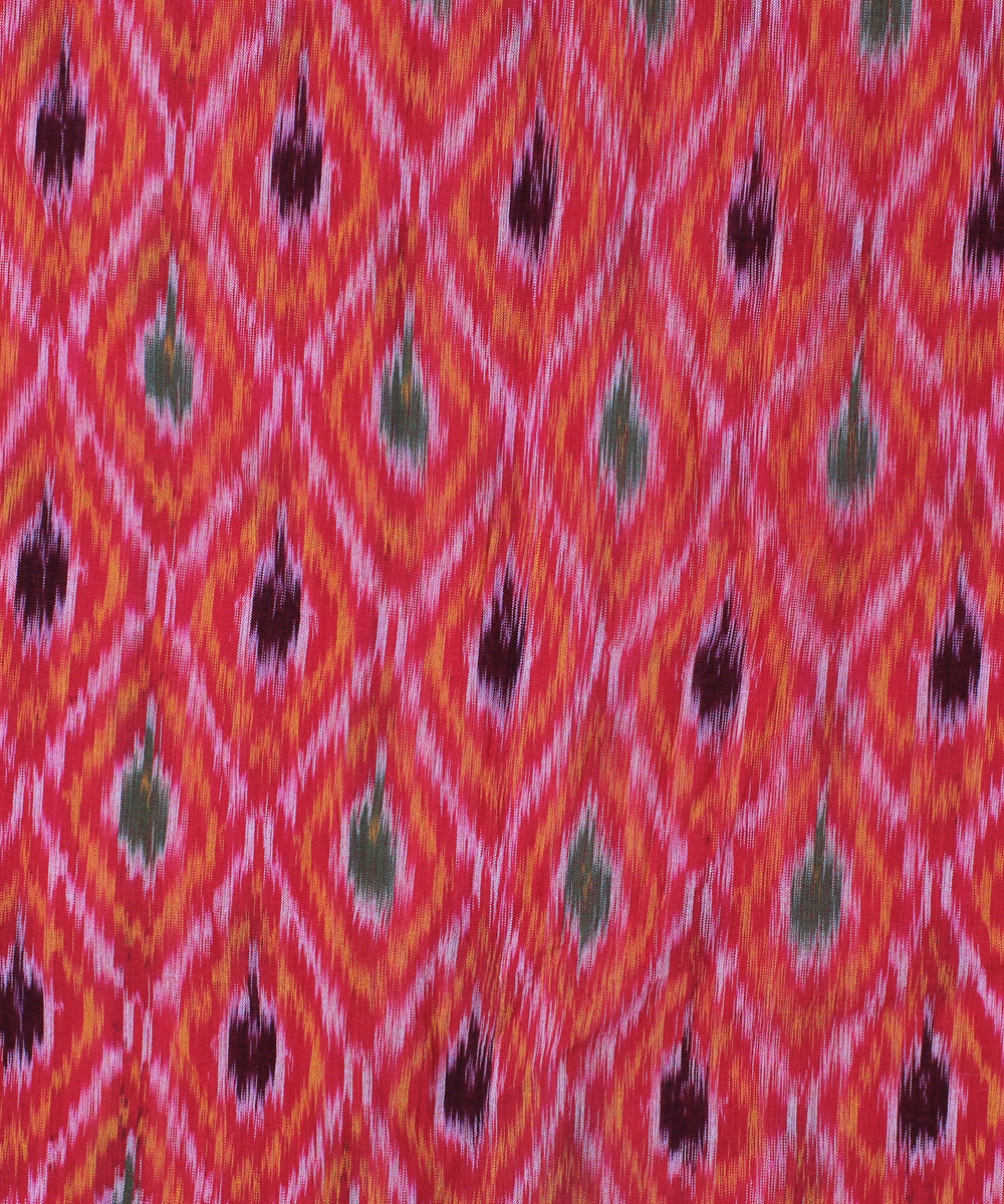 Orange handloom pochampally ikat cotton fabric