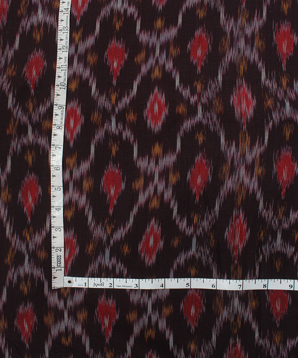 Multicolor black handloom pochampally ikat cotton fabric