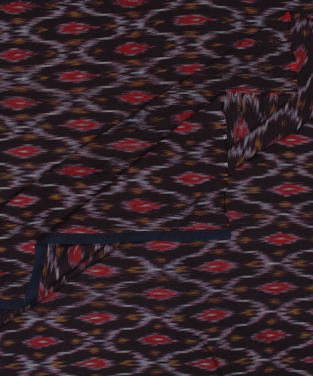 Multicolor black handloom pochampally ikat cotton fabric