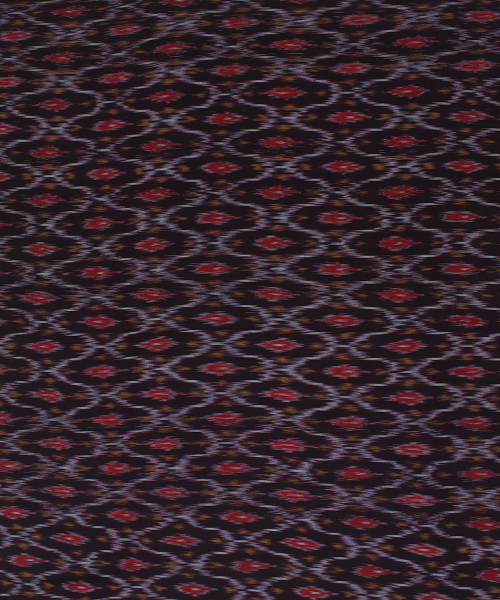 Multicolor black handloom pochampally ikat cotton fabric