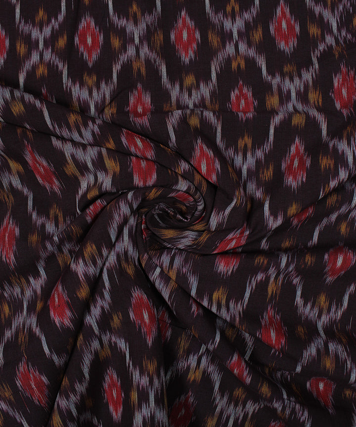 Multicolor black handloom pochampally ikat cotton fabric