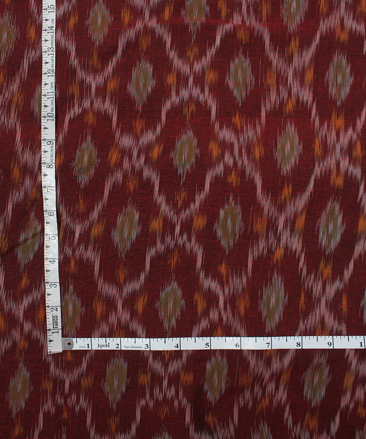 Brown olive green handloom pochampally ikat cotton fabric