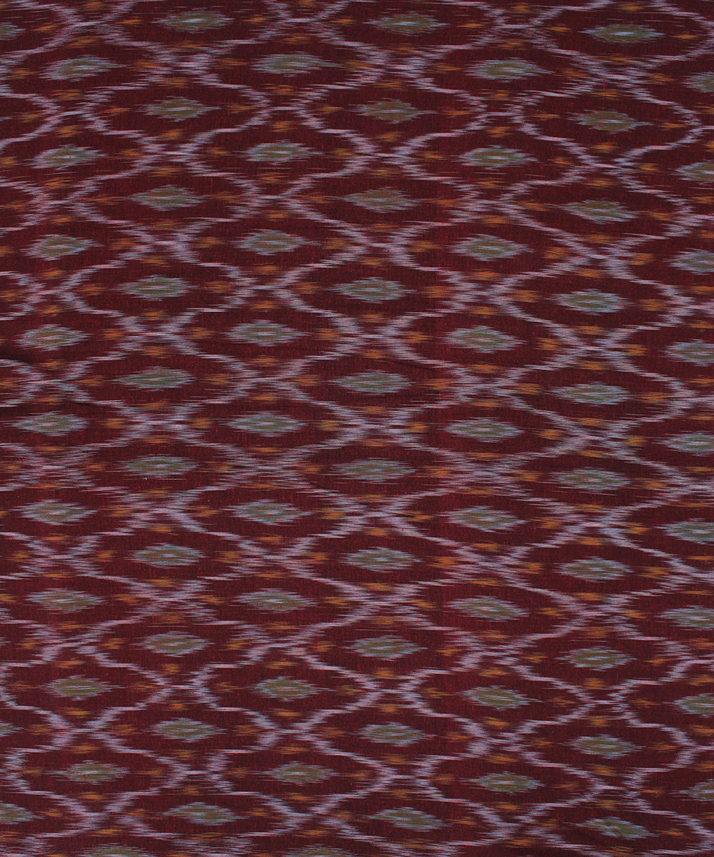 Brown olive green handloom pochampally ikat cotton fabric