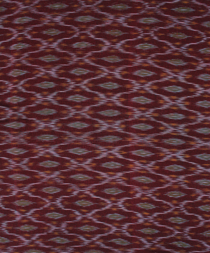 Brown olive green handloom pochampally ikat cotton fabric