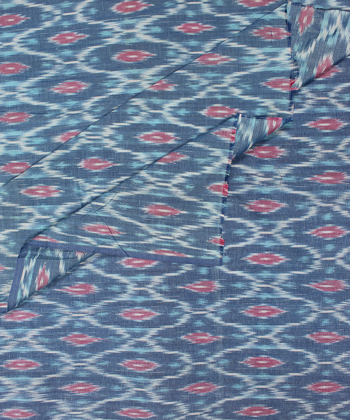 Navy blue red handloom pochampally ikat cotton fabric