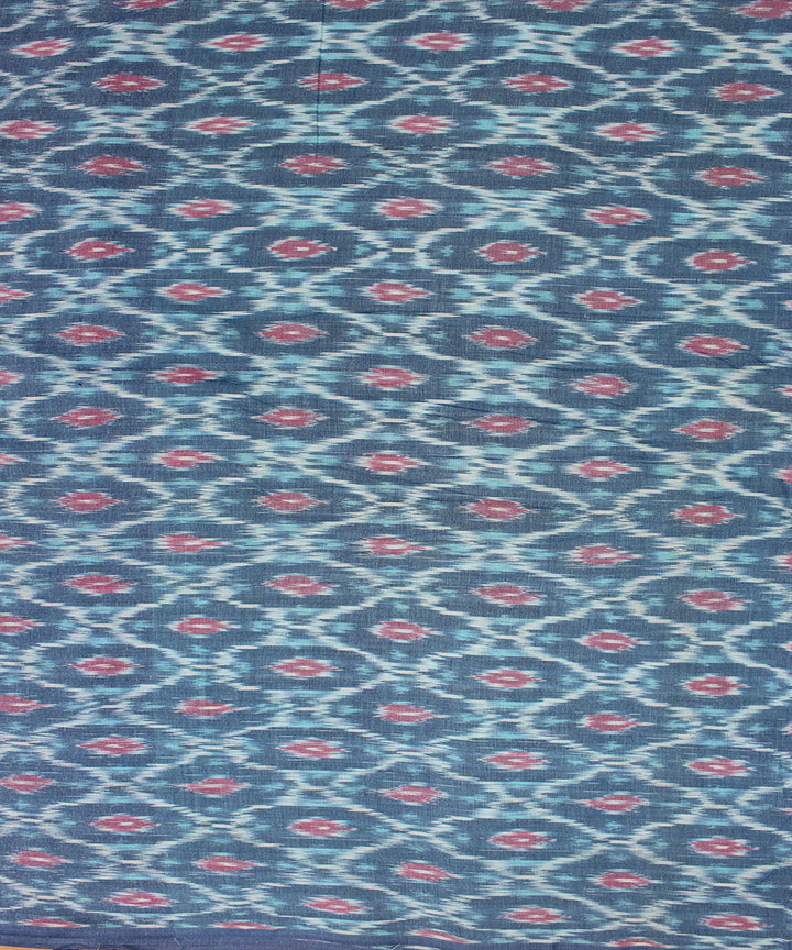 Navy blue red handloom pochampally ikat cotton fabric