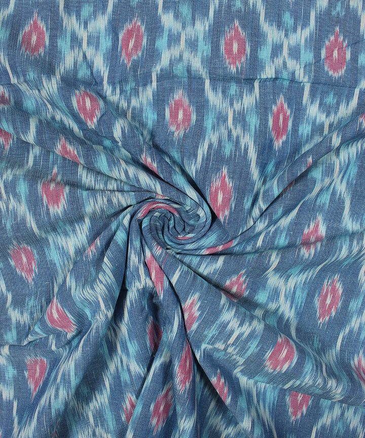 Navy blue red handloom pochampally ikat cotton fabric