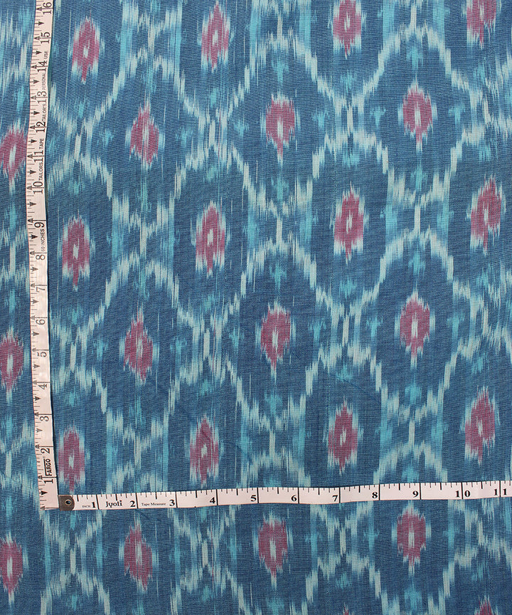 Navy blue red handloom pochampally ikat cotton fabric