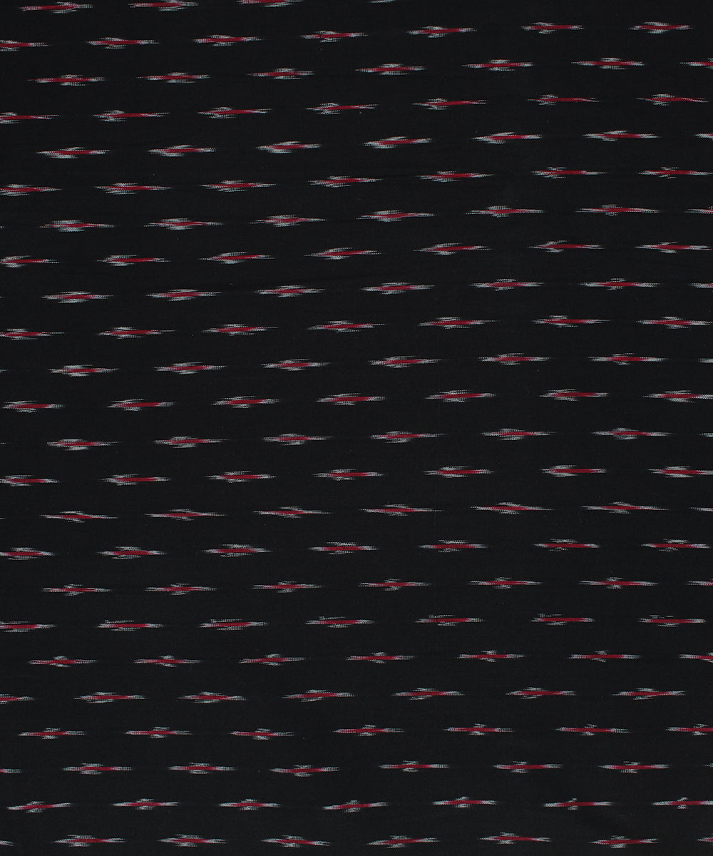 Black red handloom cotton pochampally ikat fabric
