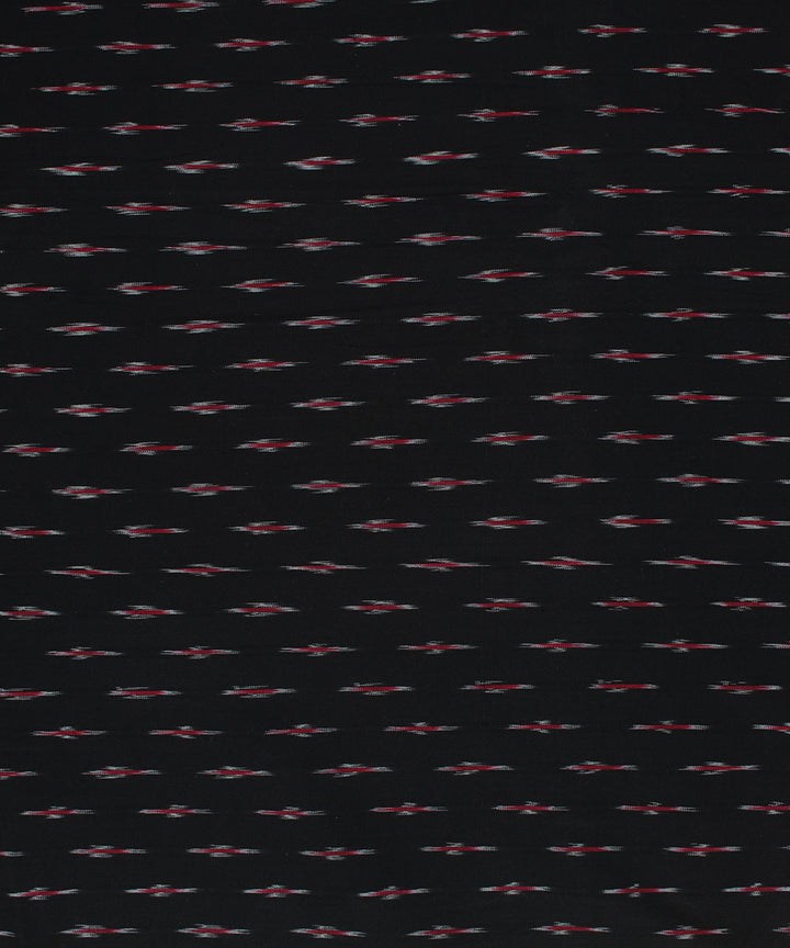 Black red handloom cotton pochampally ikat fabric