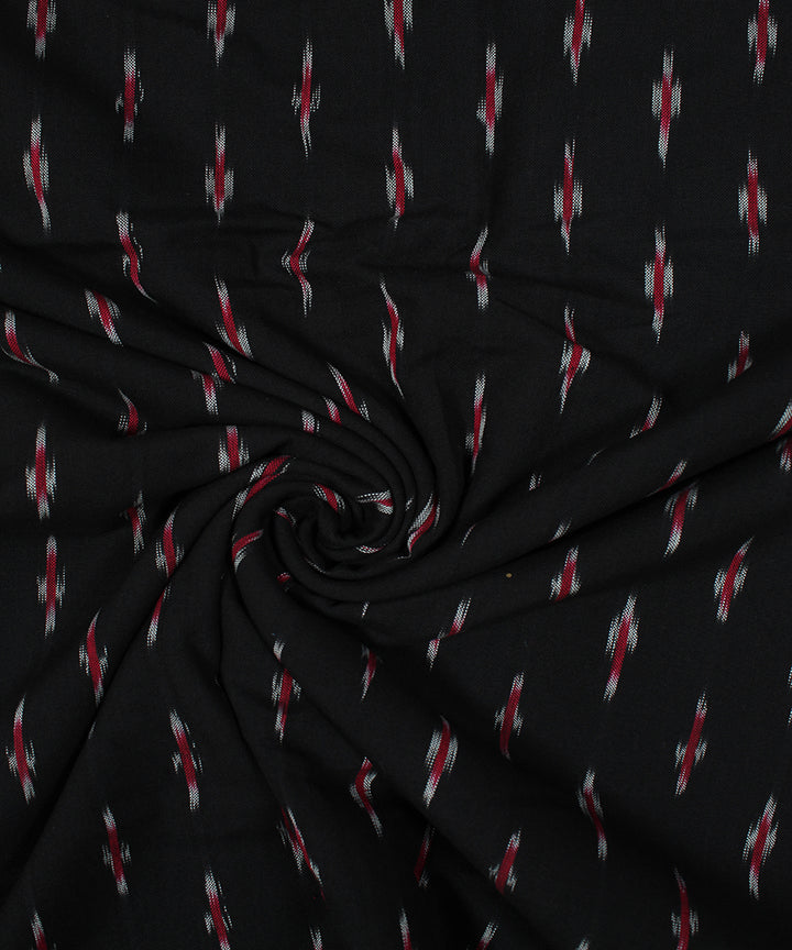 Black red handloom cotton pochampally ikat fabric