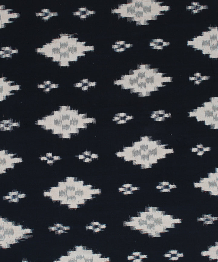 Navy blue offwhite pochampally ikat cotton handloom fabric