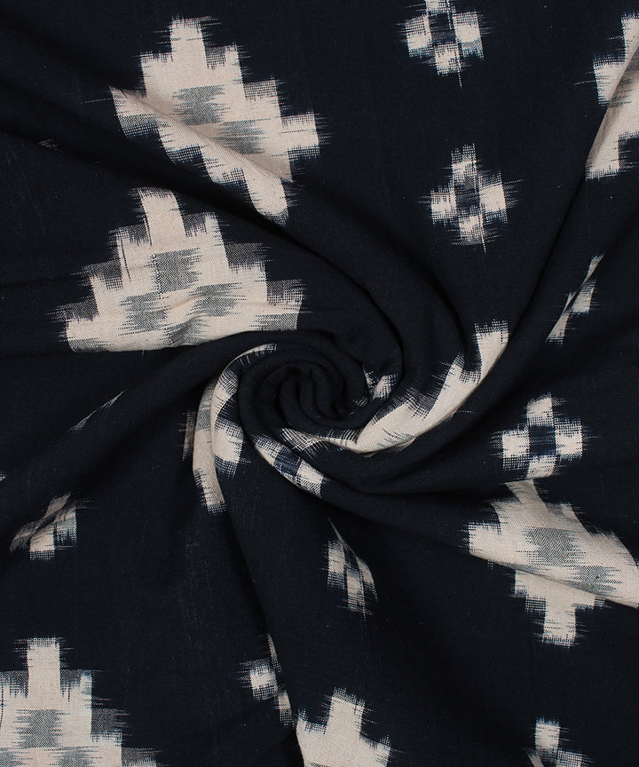 Navy blue offwhite pochampally ikat cotton handloom fabric
