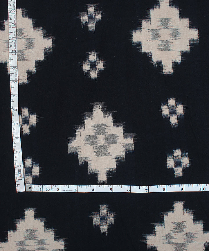 Navy blue offwhite pochampally ikat cotton handloom fabric