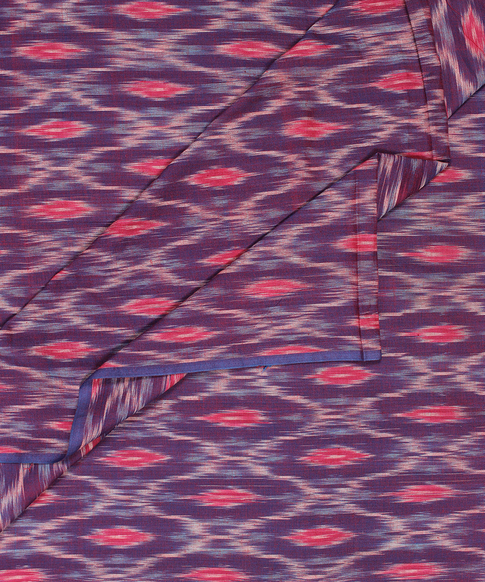 Orange maroon handloom pochampally ikat cotton fabric