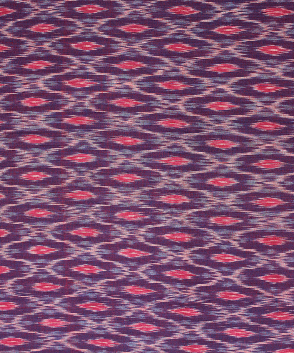 Orange maroon handloom pochampally ikat cotton fabric