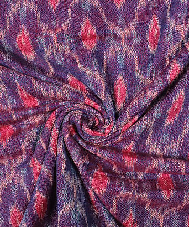 Orange maroon handloom pochampally ikat cotton fabric
