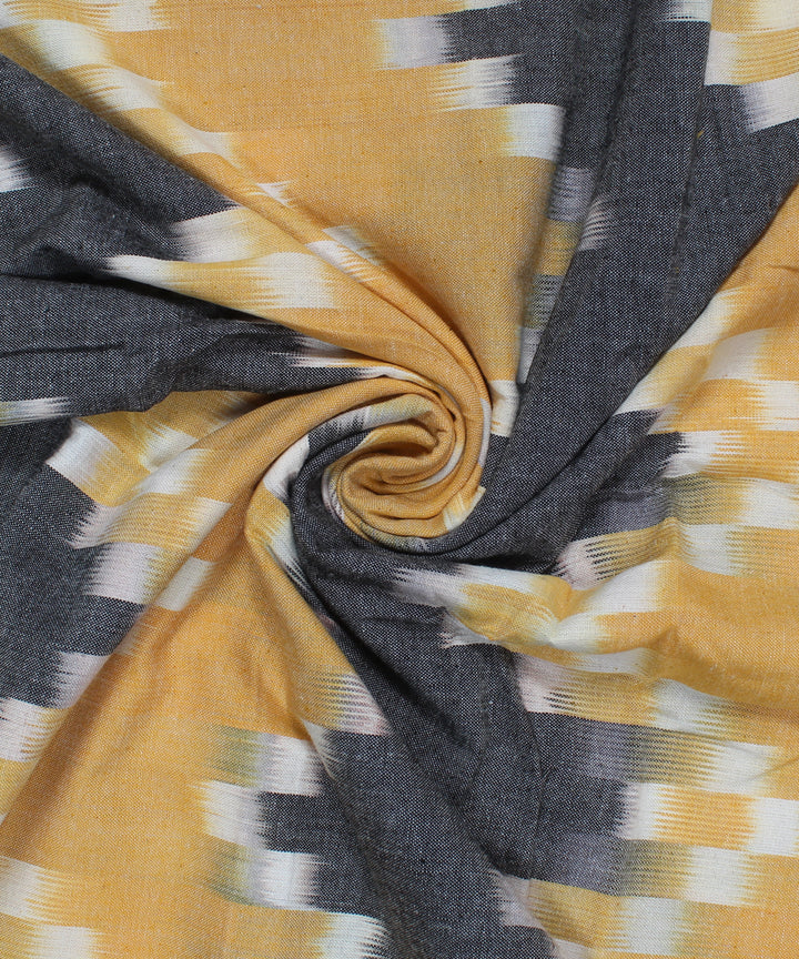 Grey yellow handloom pochampally ikat cotton fabric