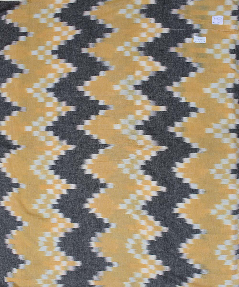 Grey yellow handloom pochampally ikat cotton fabric