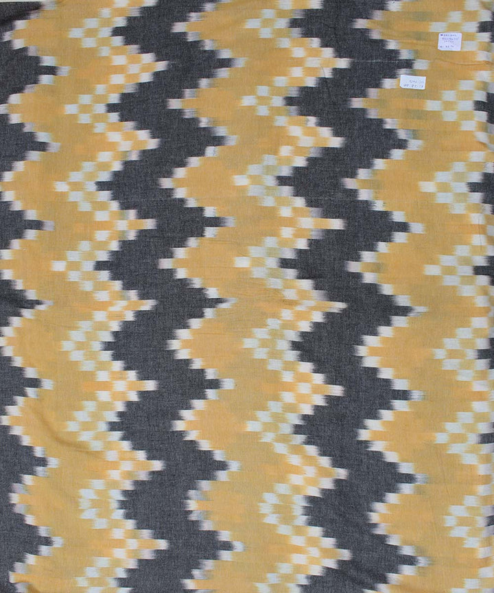 Grey yellow handloom pochampally ikat cotton fabric