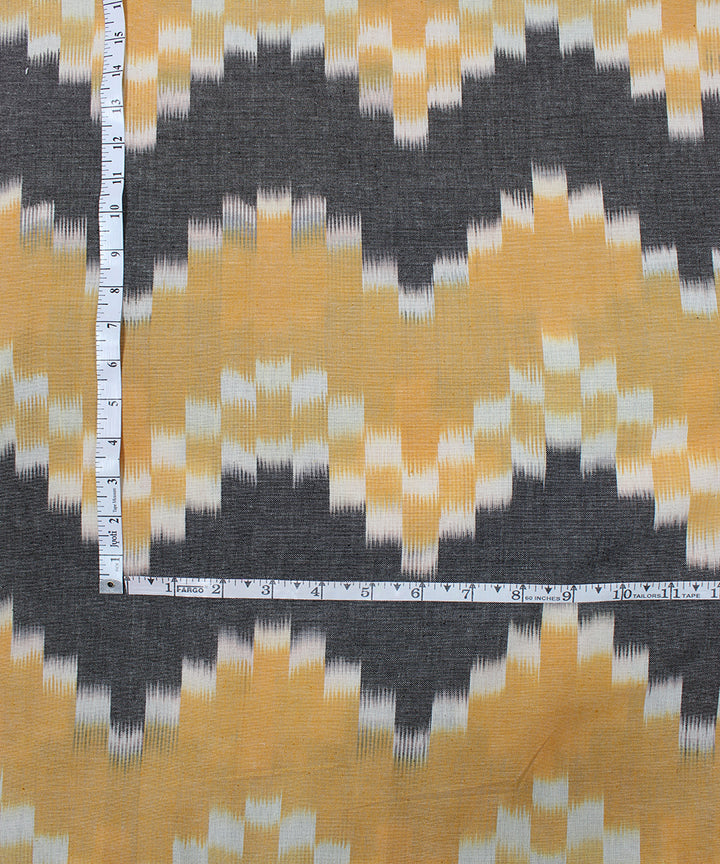 Grey yellow handloom pochampally ikat cotton fabric