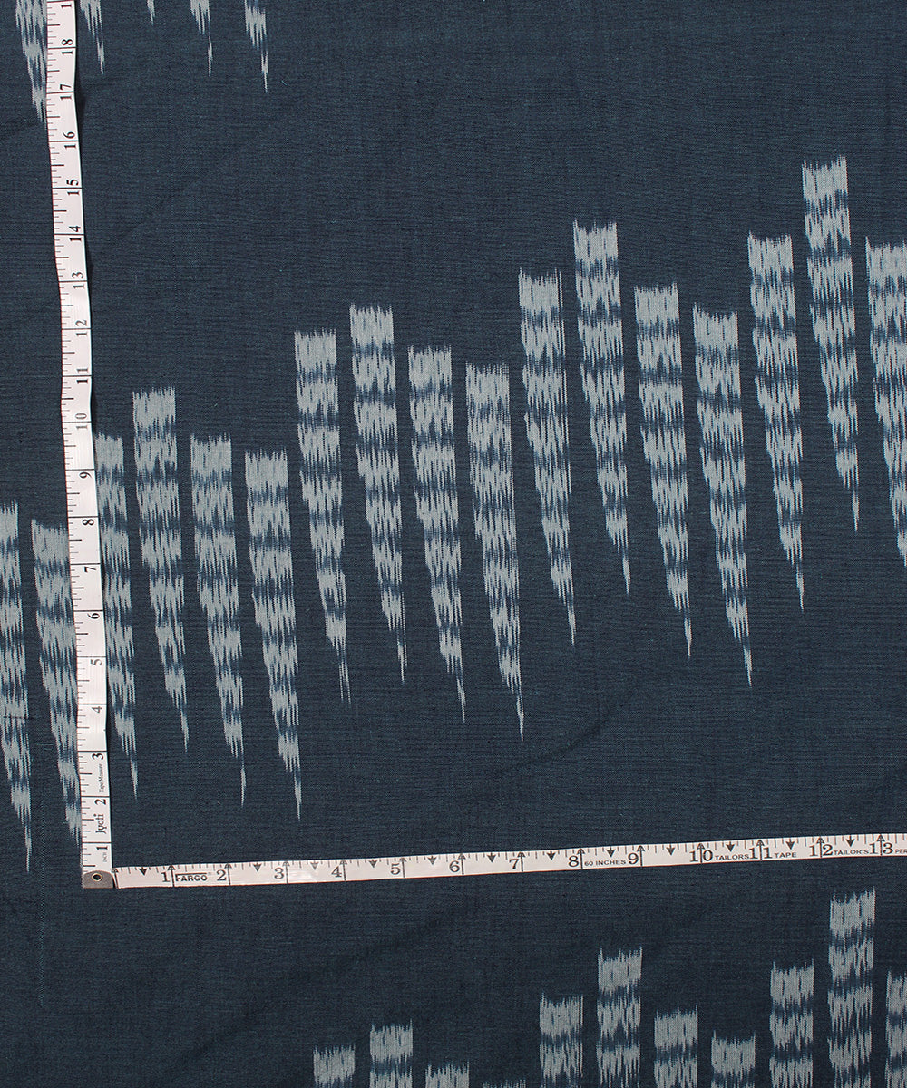 Navy blue offwhite pochampally ikat handloom cotton fabric