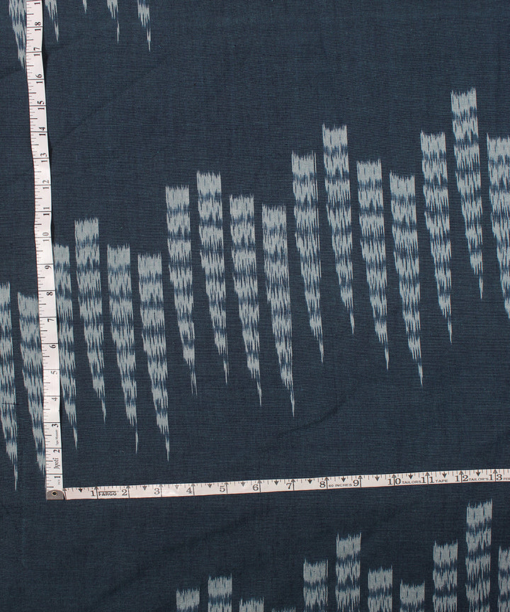 Navy blue offwhite pochampally ikat handloom cotton fabric
