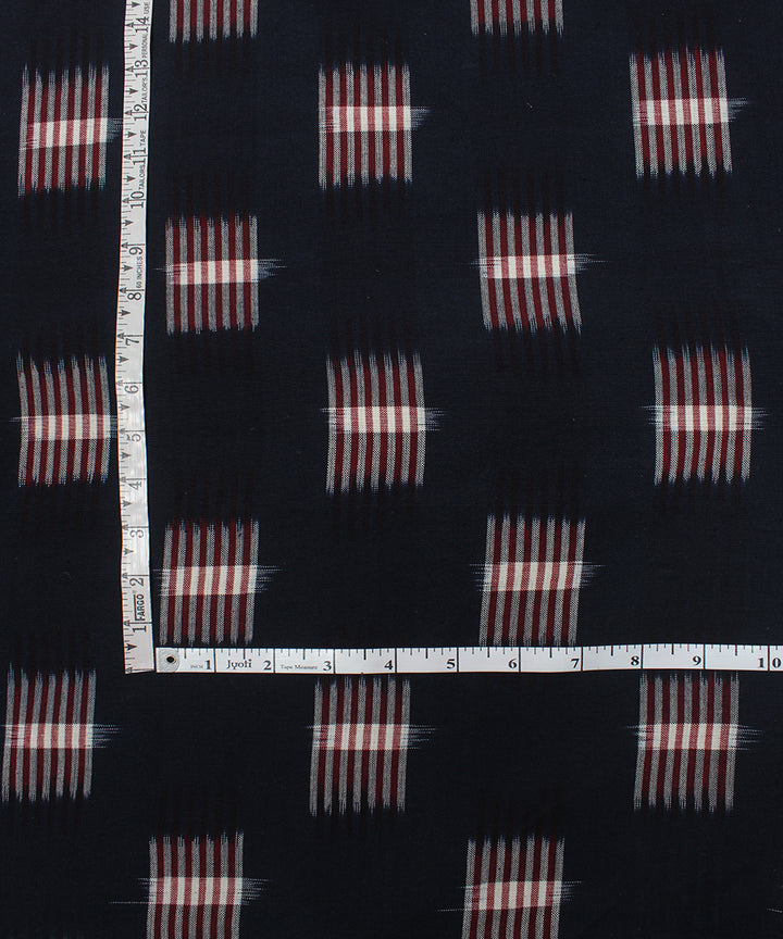 Black red handloom pochampally ikat cotton fabric