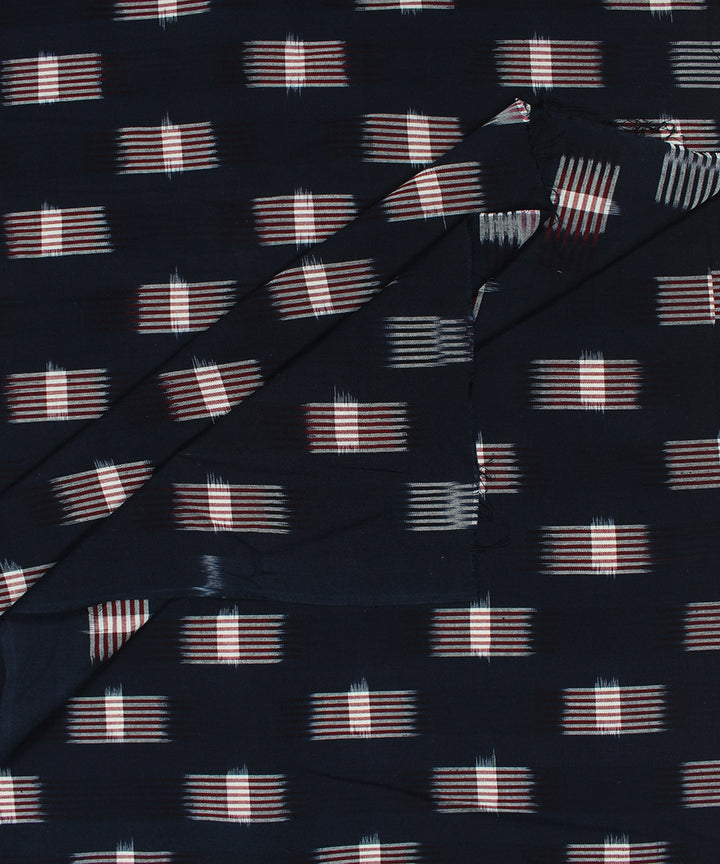 Black red handloom pochampally ikat cotton fabric