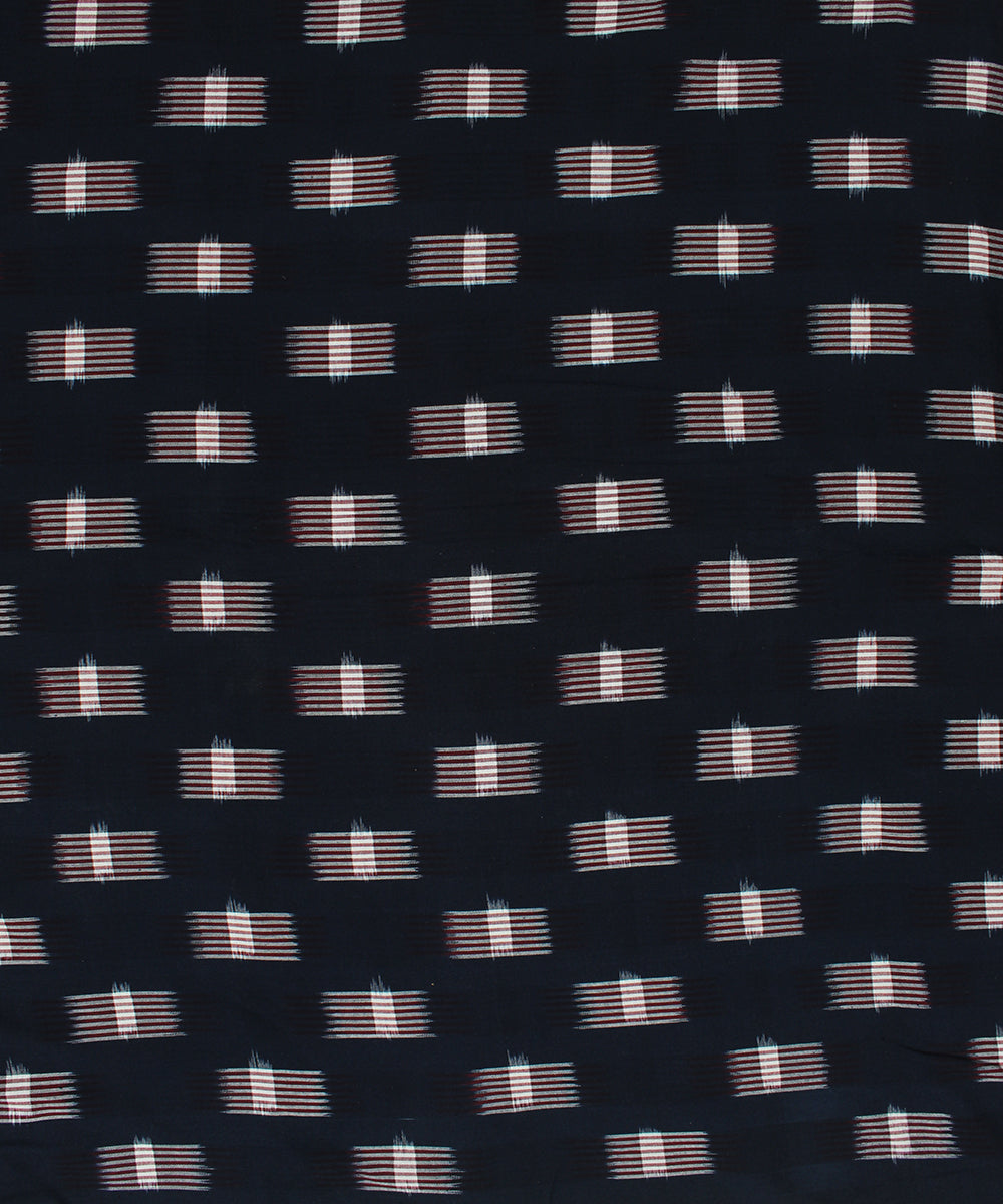 Black red handloom pochampally ikat cotton fabric