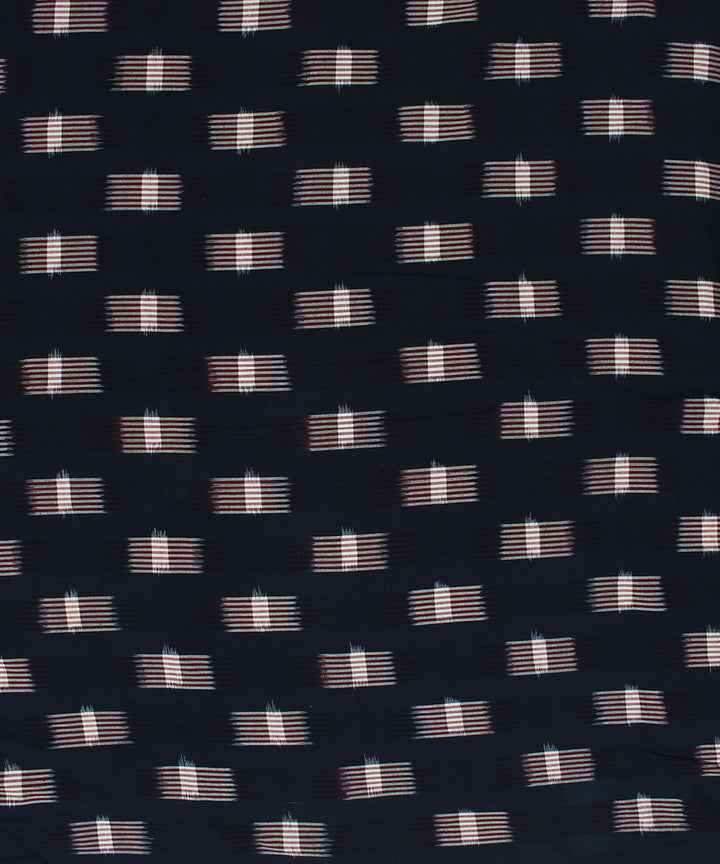 Black red handloom pochampally ikat cotton fabric