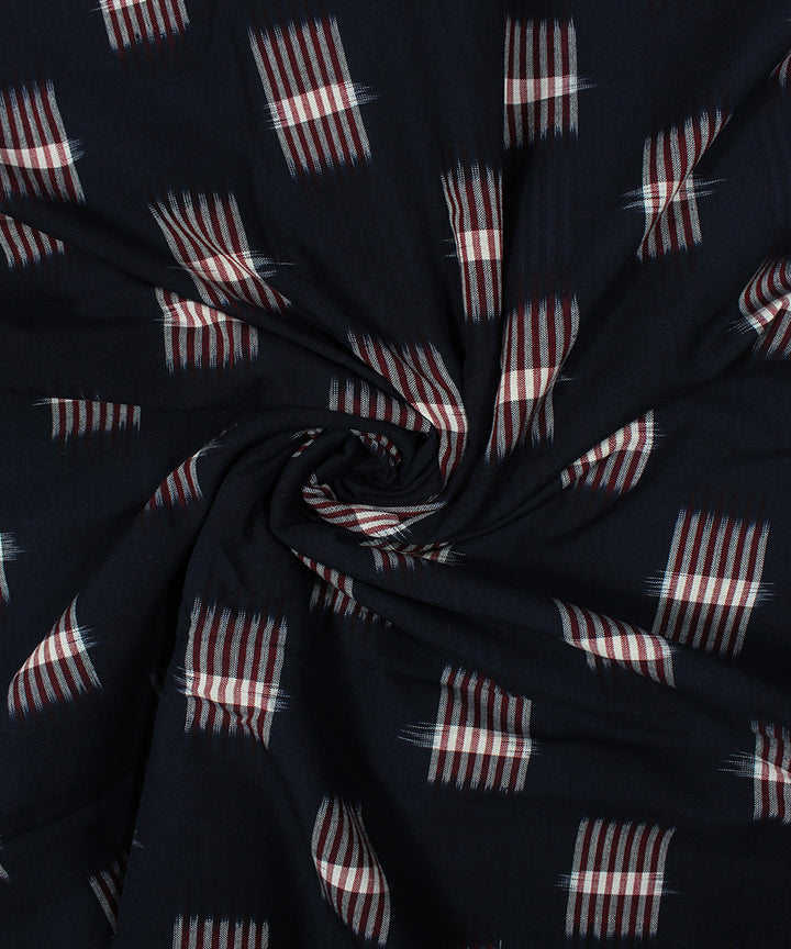 Black red handloom pochampally ikat cotton fabric