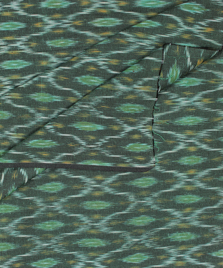 Dark green handloom pochampally ikat cotton fabric