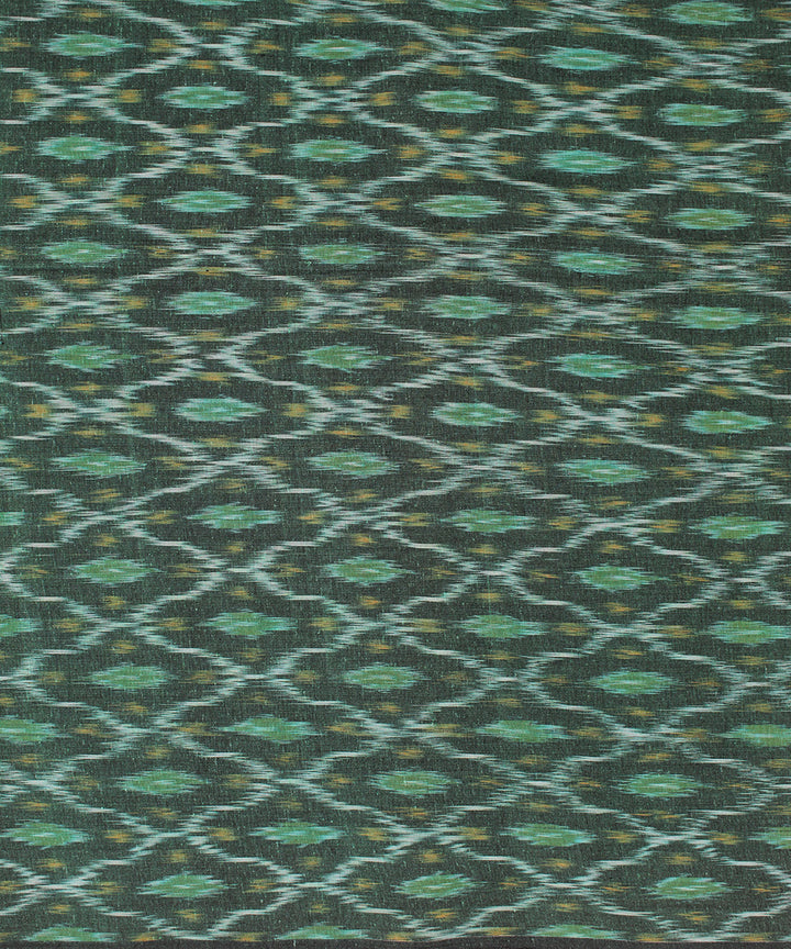 Dark green handloom pochampally ikat cotton fabric
