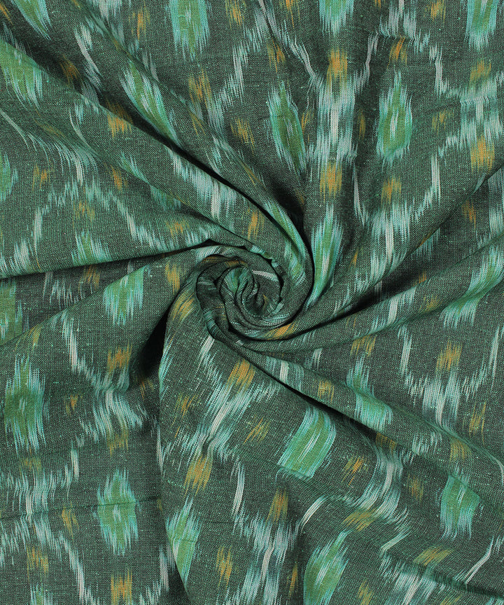 Dark green handloom pochampally ikat cotton fabric