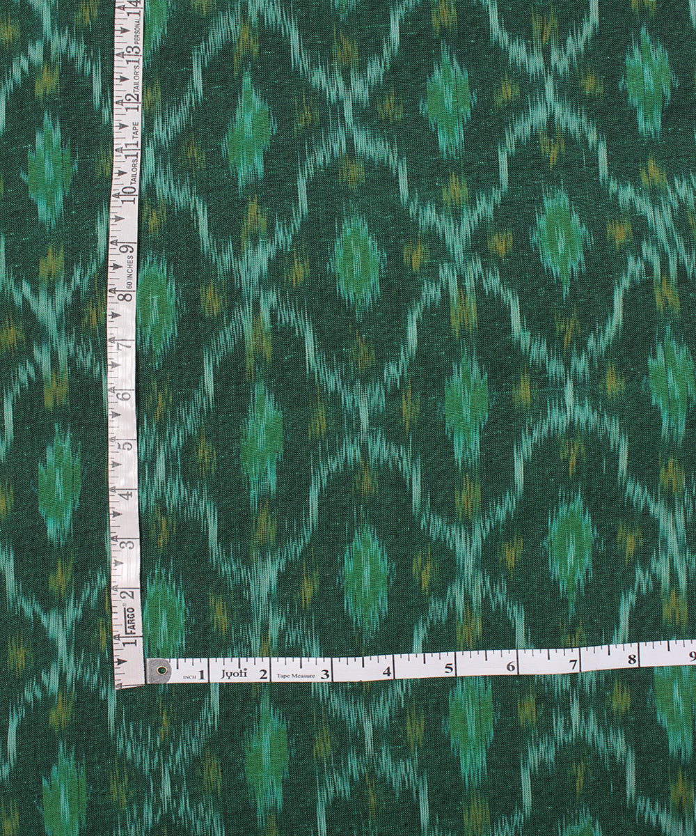 Dark green handloom pochampally ikat cotton fabric