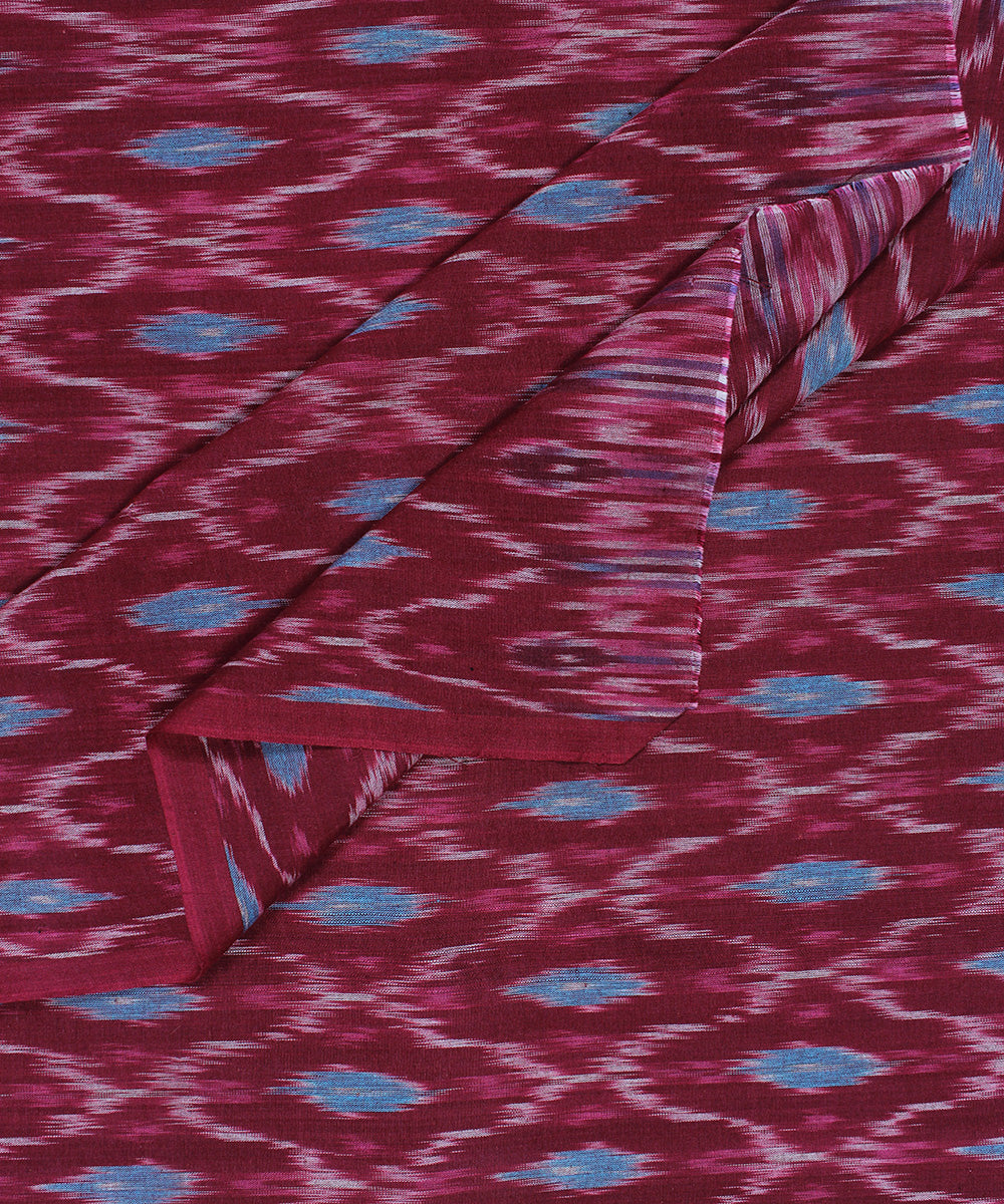 Multicolor cyan blue handloom pochampally ikat cotton fabric
