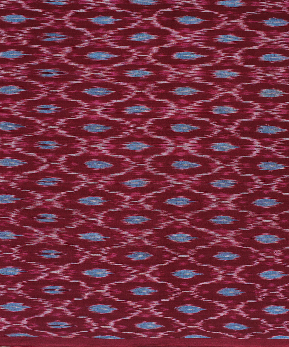 Multicolor cyan blue handloom pochampally ikat cotton fabric