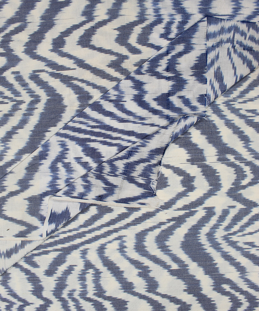 Navy blue offwhite handloom pochampally ikat cotton fabric