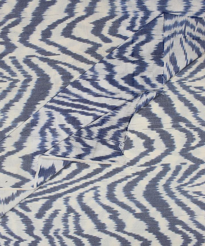 Navy blue offwhite handloom pochampally ikat cotton fabric