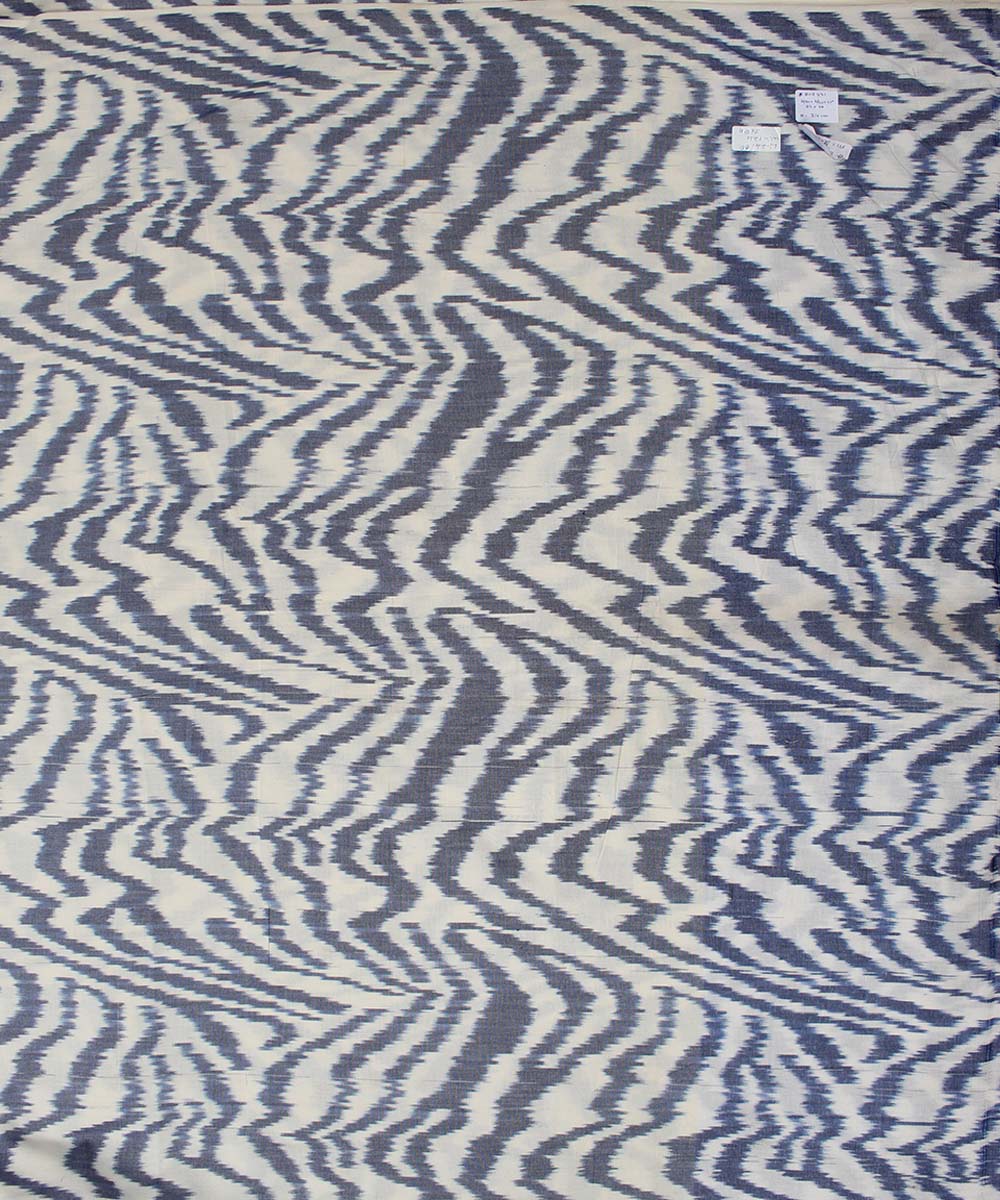 Navy blue offwhite handloom pochampally ikat cotton fabric