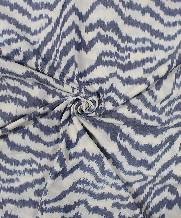 Navy blue offwhite handloom pochampally ikat cotton fabric
