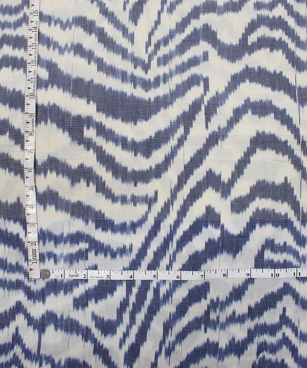 Navy blue offwhite handloom pochampally ikat cotton fabric
