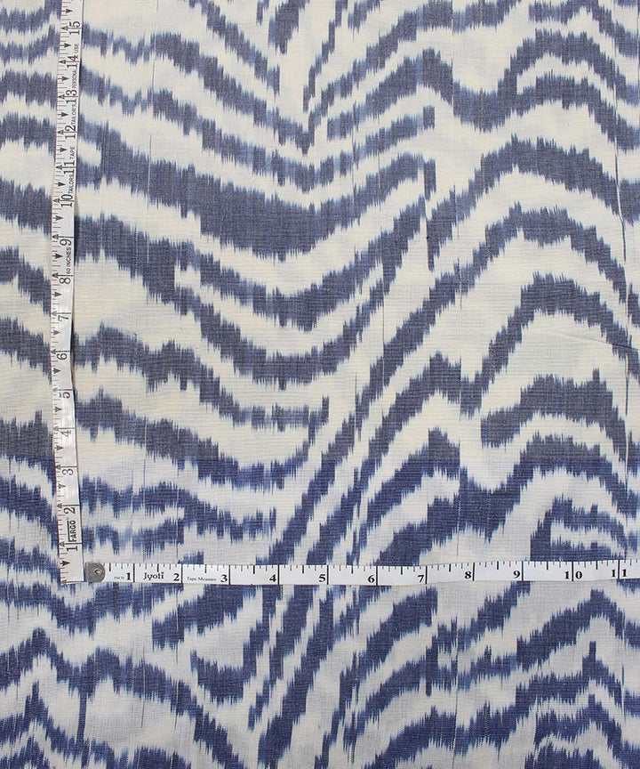 Navy blue offwhite handloom pochampally ikat cotton fabric