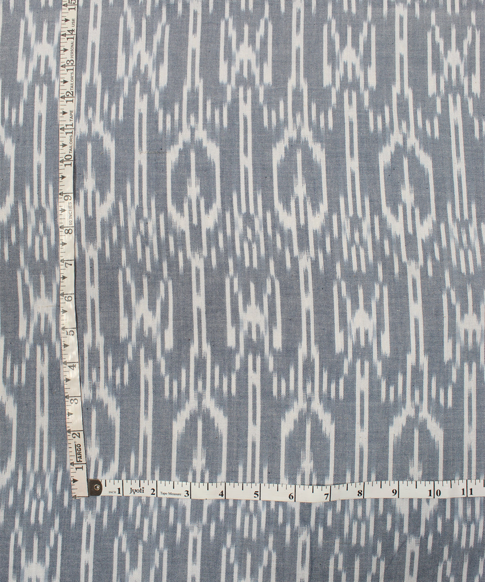 Navy blue white handloom pochampally ikat cotton fabric